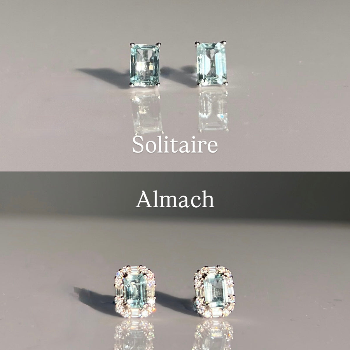 Custom Emerald Cut Earrings - Aquamarine