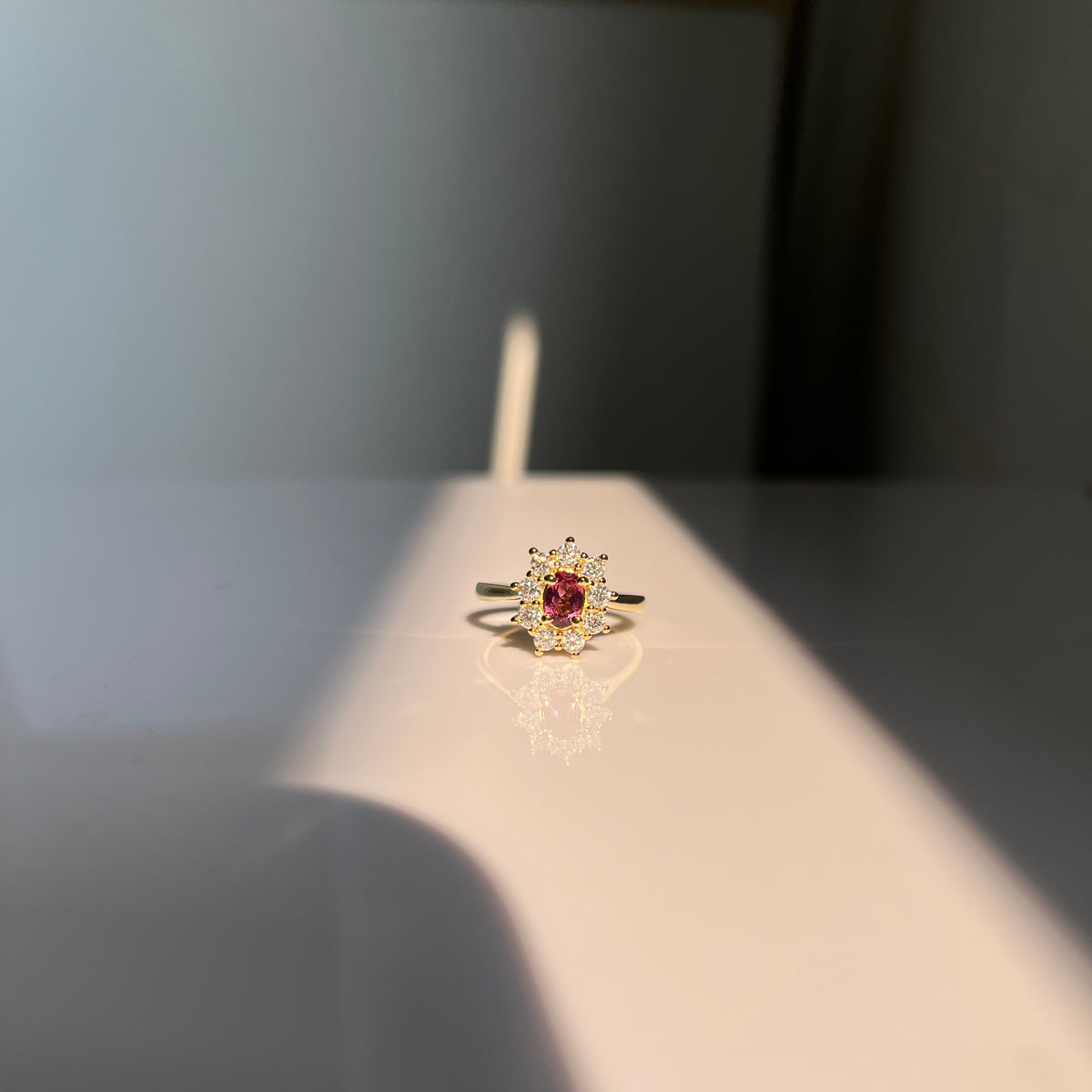 Custom Astoria Ring - Rhodolite Garnet