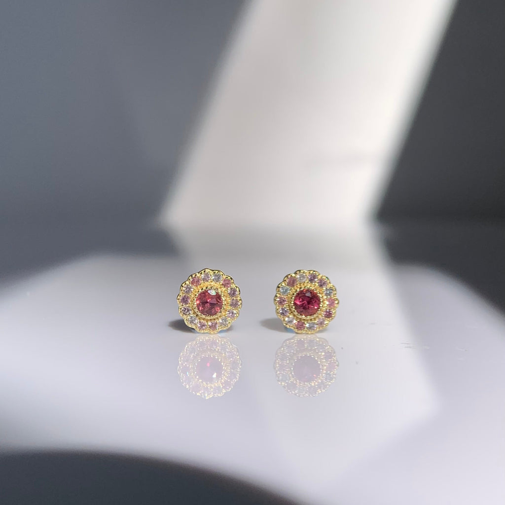 Maia stud earring - Pink tourmaline