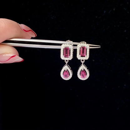 Canopus dangly earring - Rhodolite garnet